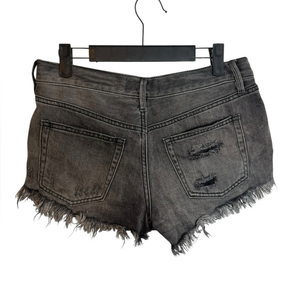 Free People Loving Good Vibrations Distressed Cut Off Black Denim Shorts - Picture 3 of 6